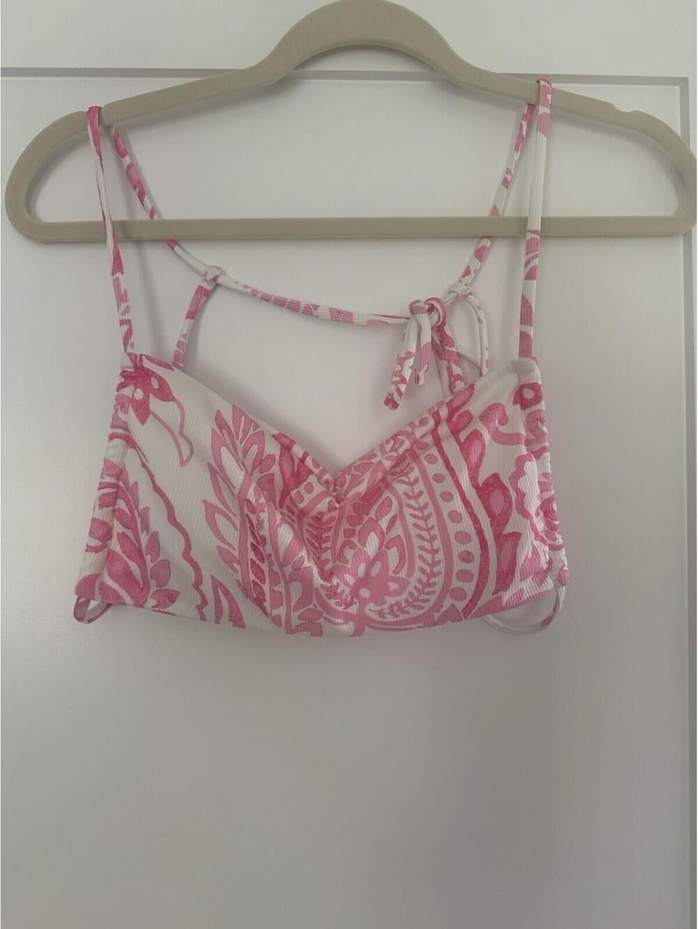 Women’s Pink and White Bikini Top Size Large